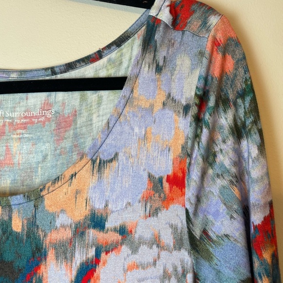 Soft Surroundings Red and Blue Abstract Sheath Dress with 3/4 Sleeves Small - Picture 6 of 10